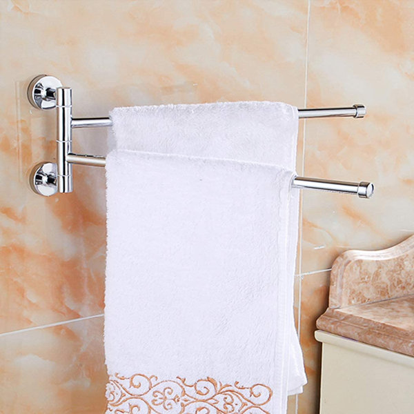 Rebrilliant Swivel Towel Rail Chrome Stainless Steel Bath Rack Wall